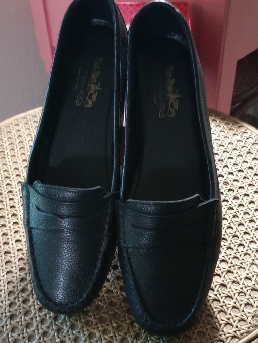 Coach And Four Black Leather Slip-On Women's Loafers